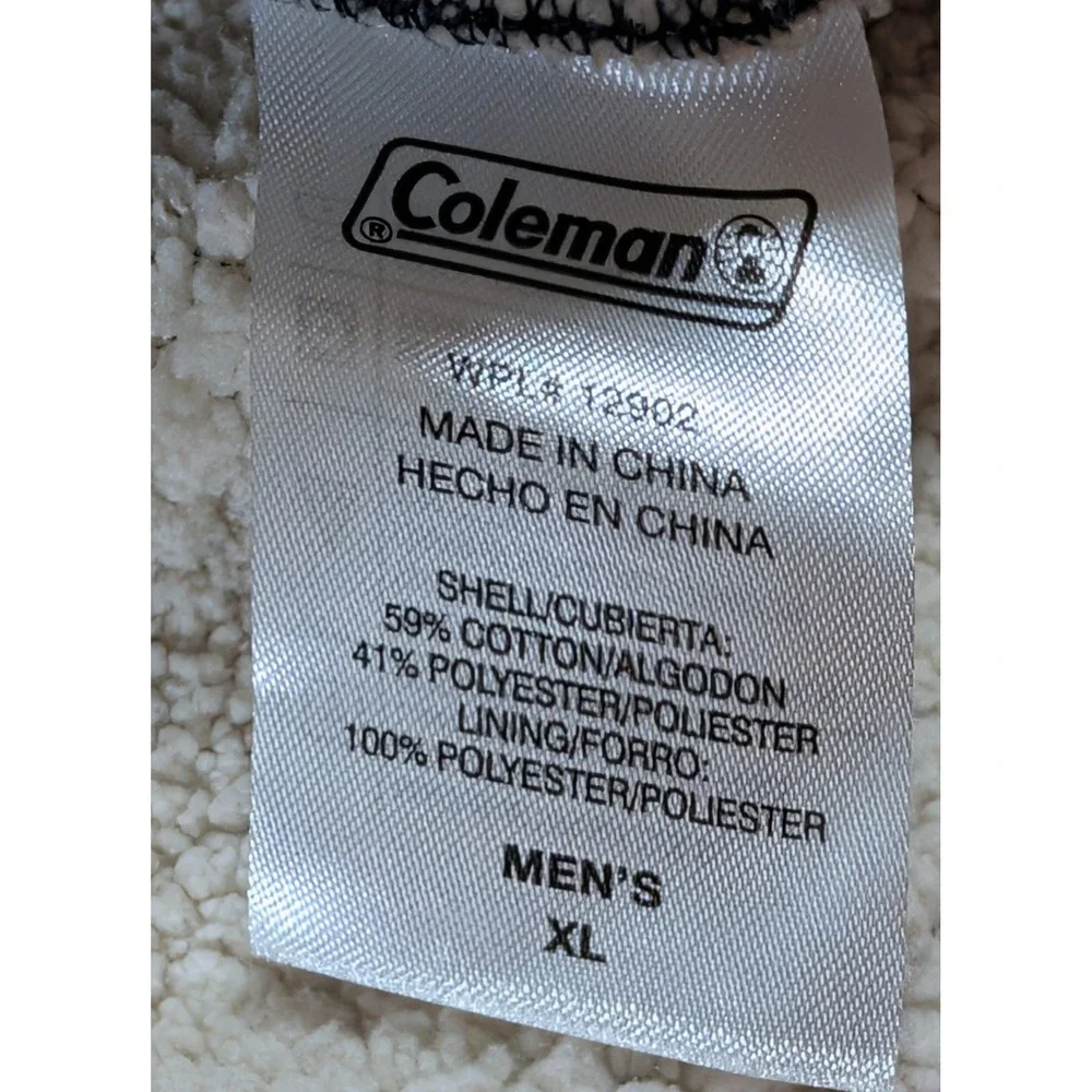 Coleman Mens XL Charcoal Gray Sherpa Lined Henley Pullover Sweatshirt Fall 2022